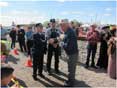 No. 844 Conductor Jim Coker and Engineer Ed Dickens greeting Dr. David Townsend, official Alamogordo historian.