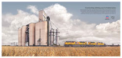 <a href="/newsinfo/attachments/media_kit/up150/print_ad_connecting.pdf">Print from PDF</a><br><strong>Connecting shining sea to fruited plain.</strong><br>Upon its founding, Union Pacific was tasked with joining East to West, connecting fi elds to mountains and mountains to coastline. We dedicated ourselves to America’s growth by delivering not just goods but opportunity, and by building relationships, businesses and skylines. We remain committed to the nation’s success and owe our accomplishments to our employees, customers, communities and shareholders. You help connect our nation to its potential. Join the celebration at www.up150.com.
