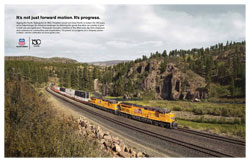 <a href="/newsinfo/attachments/media_kit/up150/print_ad_progress.pdf">Print from PDF</a><br><strong>It’s not just forward motion. It’s progress.</strong><br>Signing the Pacific Railway Act of 1862, President Lincoln set Union Pacifi c in motion. For 150 years, we’ve helped shape the American landscape by delivering the goods that allow our country to grow in both size and signifi cance. Thousands of people contribute to this effort every day, from employees and customers to communities and shareholders. You power our progress as a company and as a nation. Join the celebration at www.up150.com.